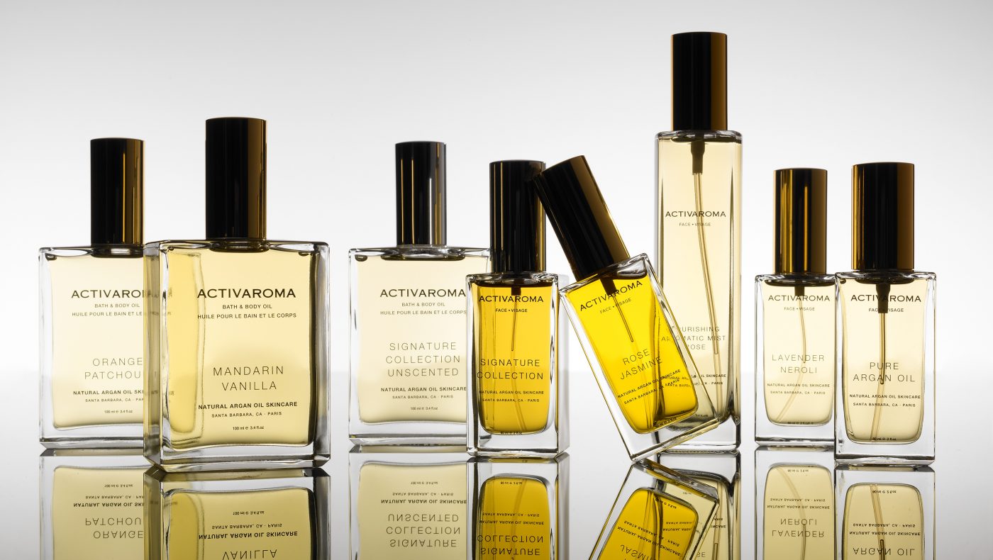 Image Shots of active aroma argan oil group of seven bottles cosmetics