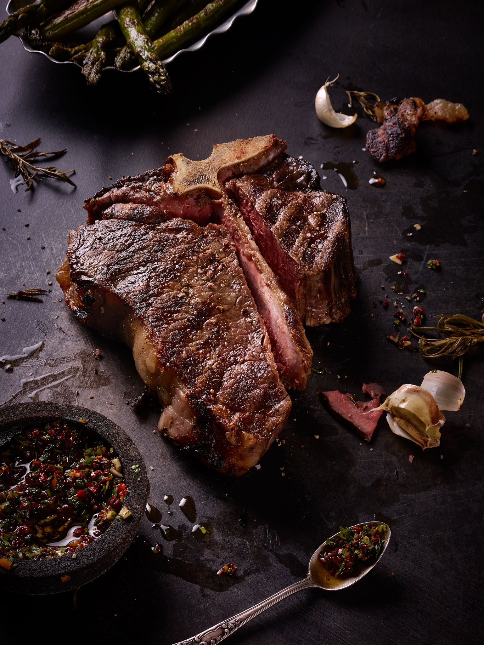 Meat Dark Food Photography, dry aged tbone steak Kai Stiepel Photography