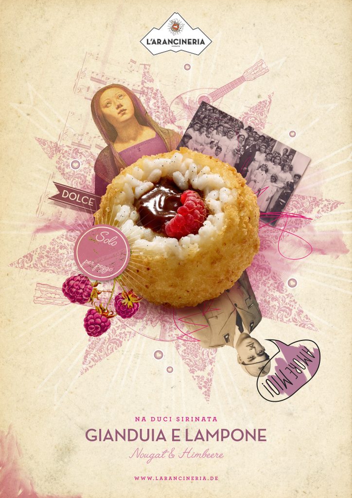 food photography add of rice ball with raspberry and chocolate flavour