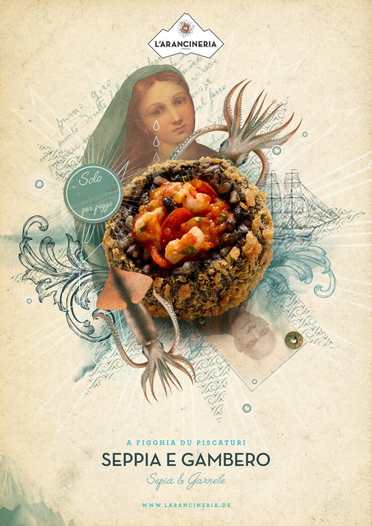 packaging food photography of a rice balls with squid and shrimp seafood