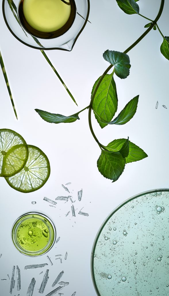 cosmetic Cosmetic Cosmetics Products Ingredients Plants Laboratory utensils technical still life laboratory dishes test tube pipette liquids gels flowers Photography Photo Studio Munich Still Life Liquidstyling products as well as ingredients, plants and lab utensils were arranged into a technical still life